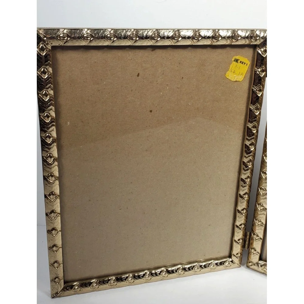 Vintage Double Picture‎ Frame Brass Metal 8X10 Free Stand Portrait